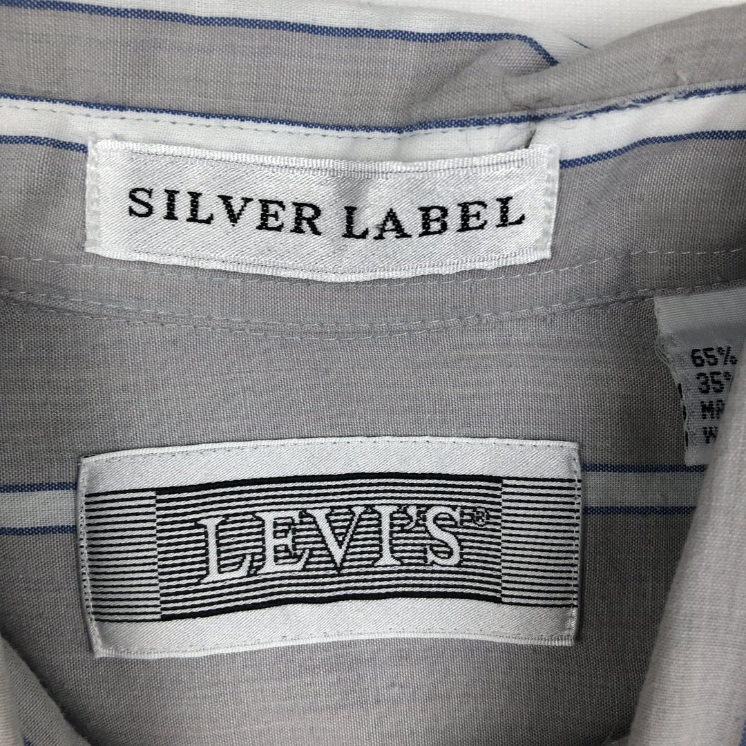 ~90'S Levi's SILVER LABEL Short-Sleeve Button-Down Striped Shirt, Men's Size L (Equivalent), Vintage polyester gray type Vintage Second Hand