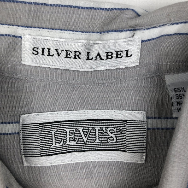 ~90'S Levi's SILVER LABEL Short-Sleeve Button-Down Striped Shirt, Men's Size L (Equivalent), Vintage polyester gray type Vintage Second Hand