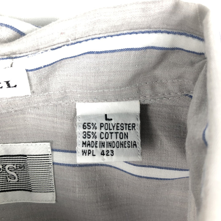 ~90'S Levi's SILVER LABEL Short-Sleeve Button-Down Striped Shirt, Men's Size L (Equivalent), Vintage polyester gray type Vintage Second Hand