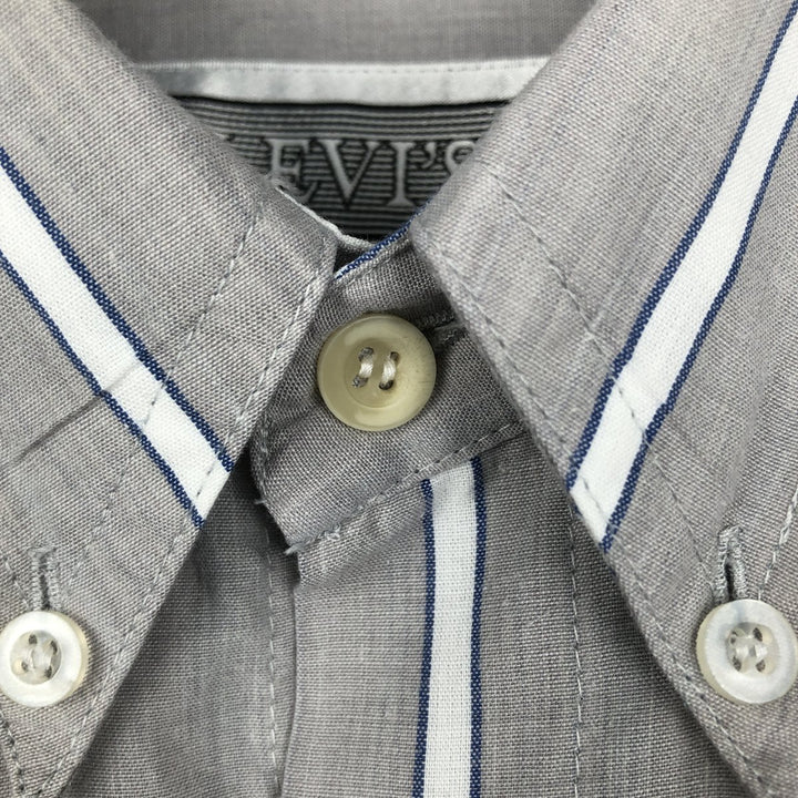 ~90'S Levi's SILVER LABEL Short-Sleeve Button-Down Striped Shirt, Men's Size L (Equivalent), Vintage polyester gray type Vintage Second Hand