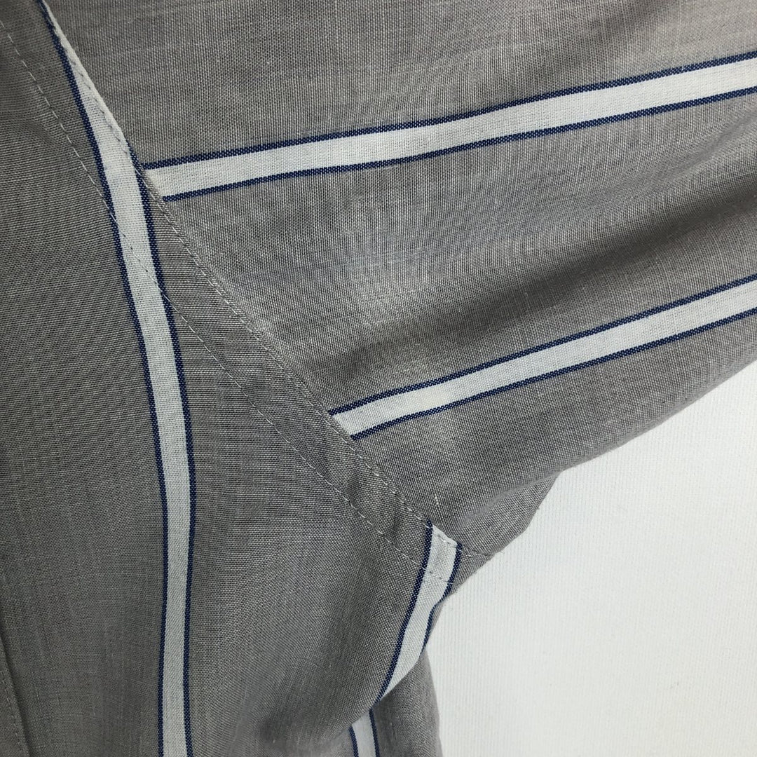 ~90'S Levi's SILVER LABEL Short-Sleeve Button-Down Striped Shirt, Men's Size L (Equivalent), Vintage polyester gray type Vintage Second Hand