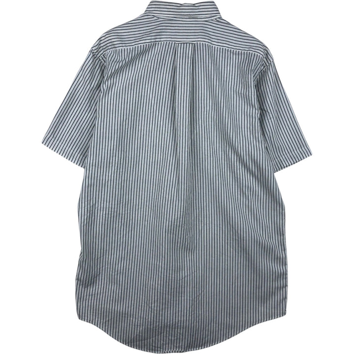 90s-00'S Lands' End Short-Sleeve Button-Down Striped Shirt, Men's Size L (Equivalent), Vintage cotton white type Vintage Second Hand