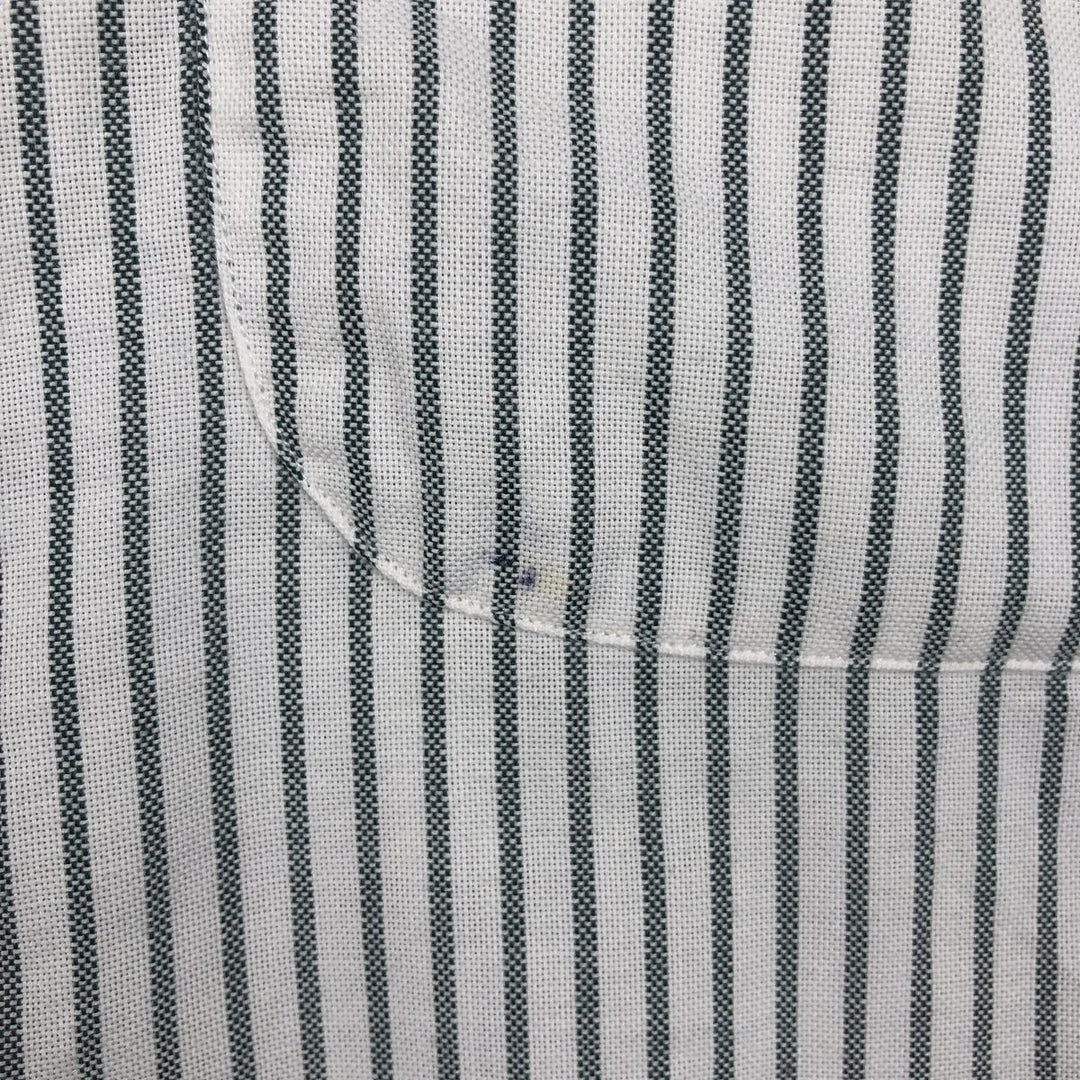 90s-00'S Lands' End Short-Sleeve Button-Down Striped Shirt, Men's Size L (Equivalent), Vintage cotton white type Vintage Second Hand