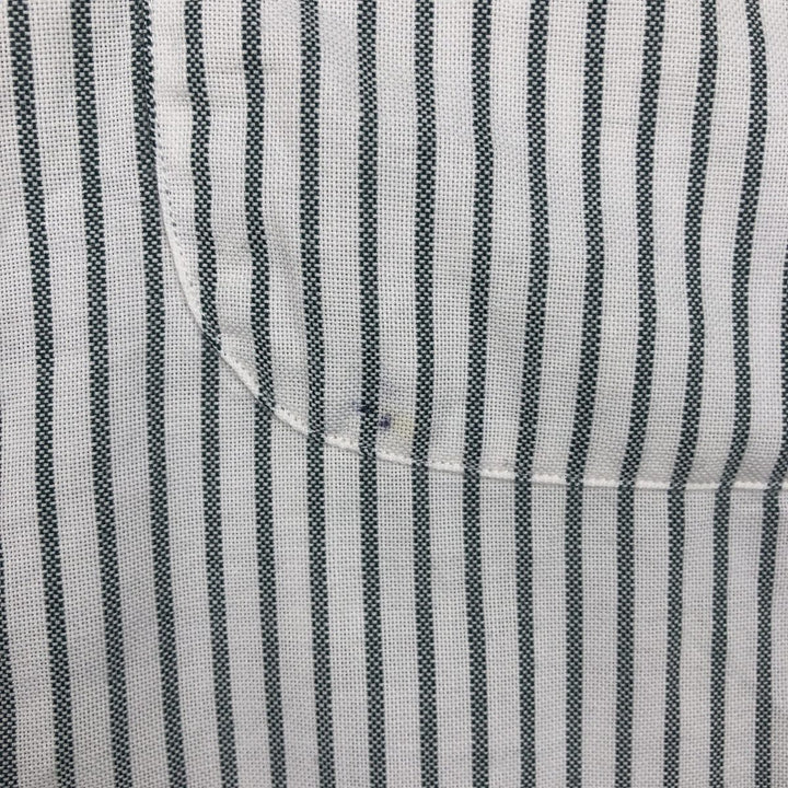 90s-00'S Lands' End Short-Sleeve Button-Down Striped Shirt, Men's Size L (Equivalent), Vintage cotton white type Vintage Second Hand