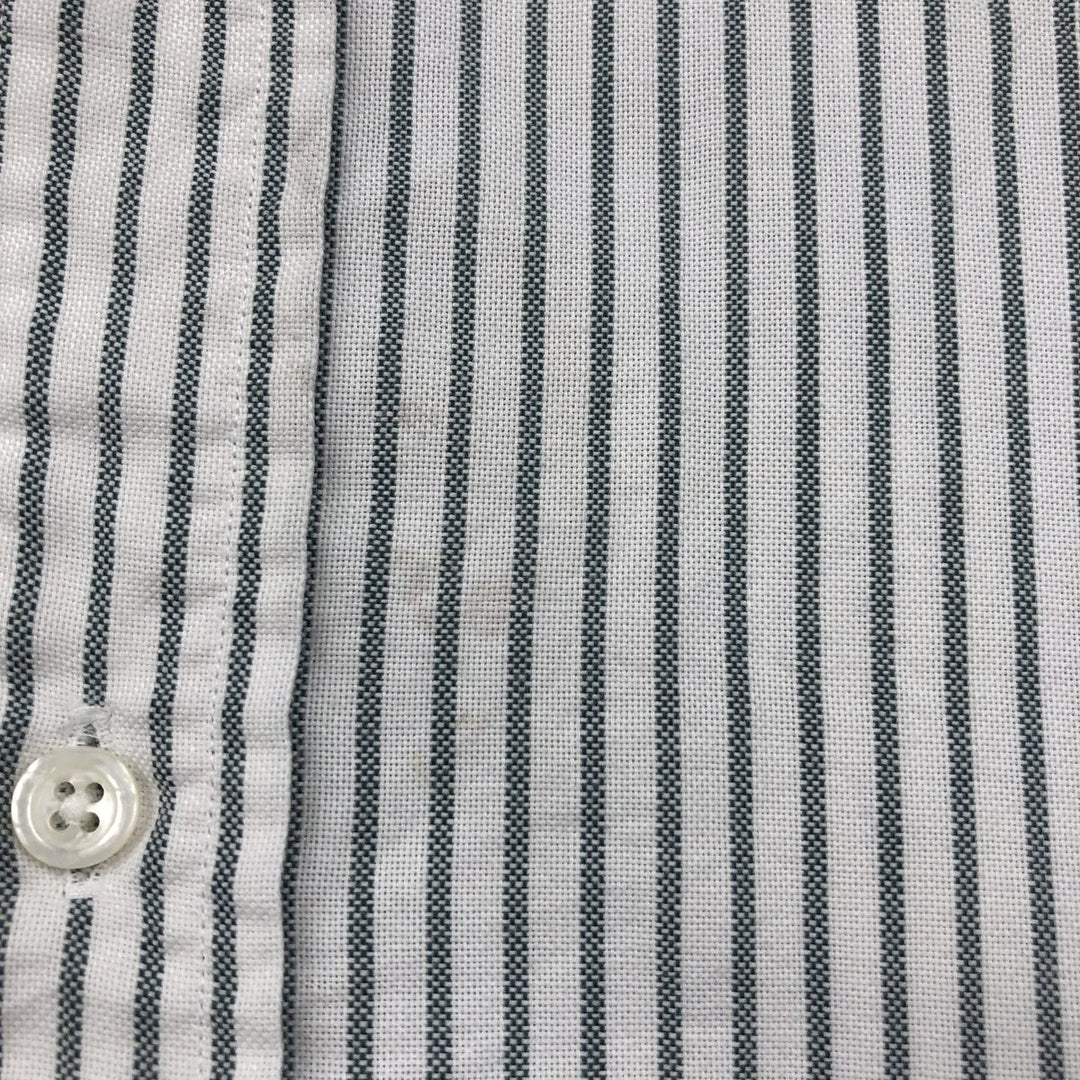 90s-00'S Lands' End Short-Sleeve Button-Down Striped Shirt, Men's Size L (Equivalent), Vintage cotton white type Vintage Second Hand