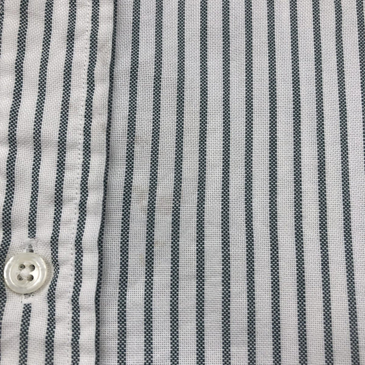 90s-00'S Lands' End Short-Sleeve Button-Down Striped Shirt, Men's Size L (Equivalent), Vintage cotton white type Vintage Second Hand