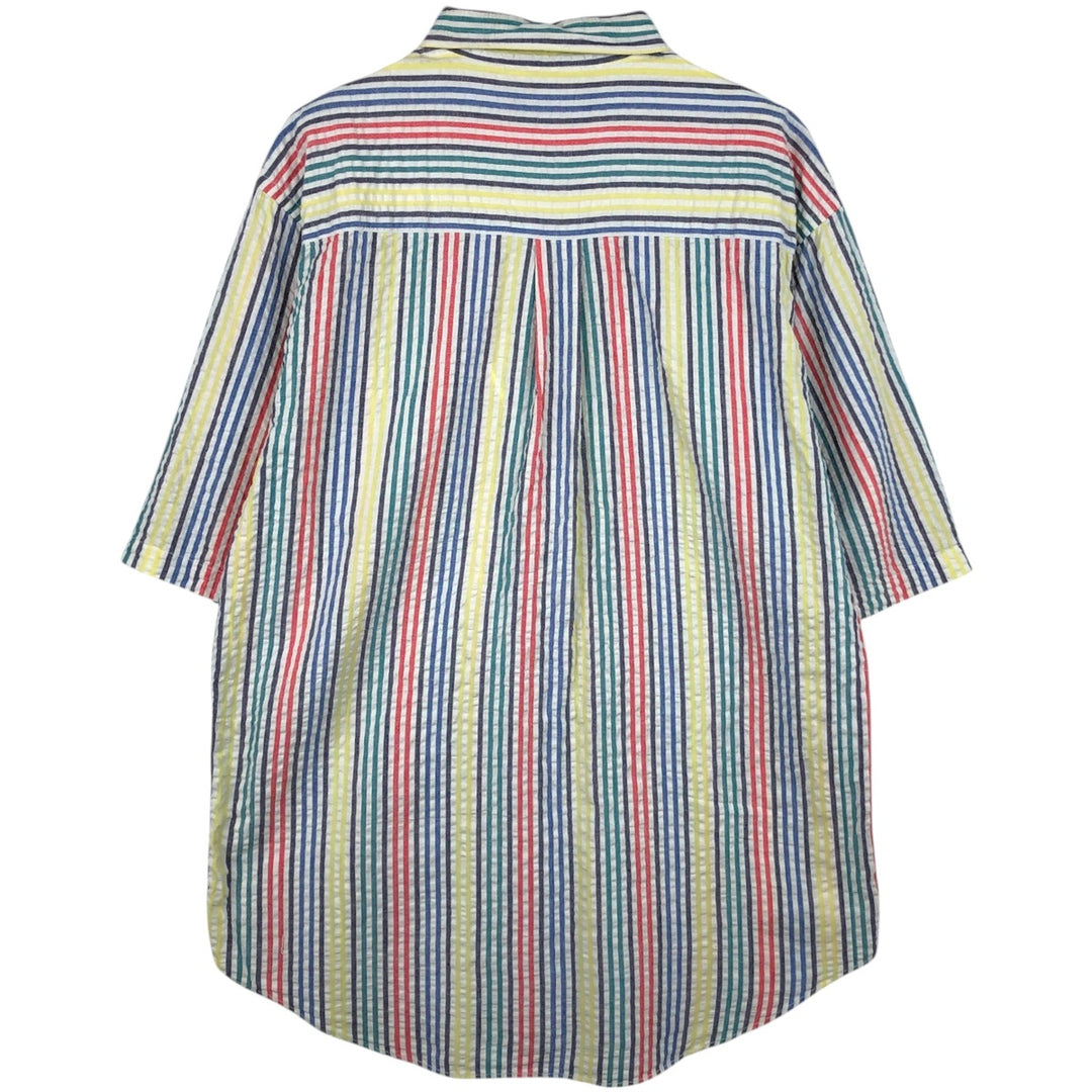 90'S Orvis Seersucker Short-Sleeve Button-Down Striped Shirt, Men's Size L (Equivalent), Vintage cotton multicolor Vintage Second Hand