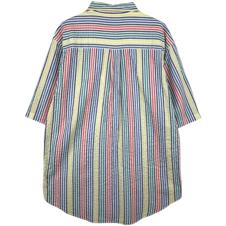 90'S Orvis Seersucker Short-Sleeve Button-Down Striped Shirt, Men's Size L (Equivalent), Vintage cotton multicolor Vintage Second Hand