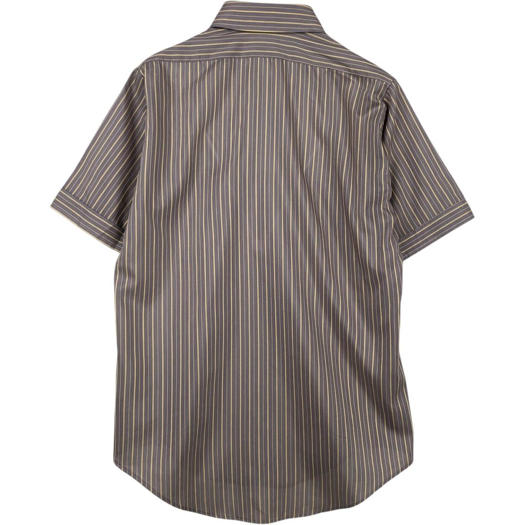 1970'S Van Heusen Stripe Pattern Short-Sleeve Poly-Cotton Shirt, Men's Size M (Equivalent), Vintage polyester Beige type Vintage Second Hand