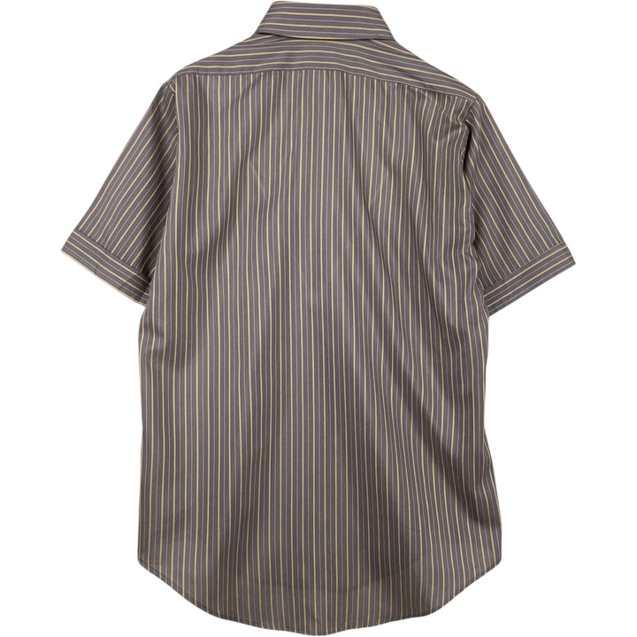 1970'S Van Heusen Stripe Pattern Short-Sleeve Poly-Cotton Shirt, Men's Size M (Equivalent), Vintage polyester Beige type Vintage Second Hand