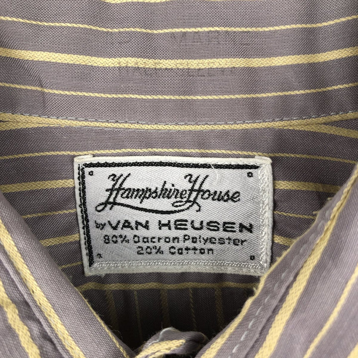 1970'S Van Heusen Stripe Pattern Short-Sleeve Poly-Cotton Shirt, Men's Size M (Equivalent), Vintage polyester Beige type Vintage Second Hand
