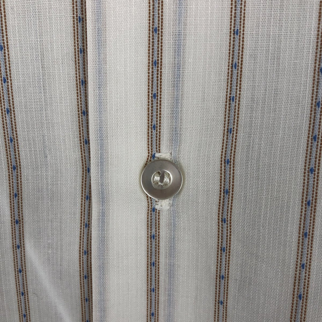 1970'S Forum Short-Sleeve Striped Shirt, Men's Size M (Equivalent), Vintage polyester white type Vintage Second Hand