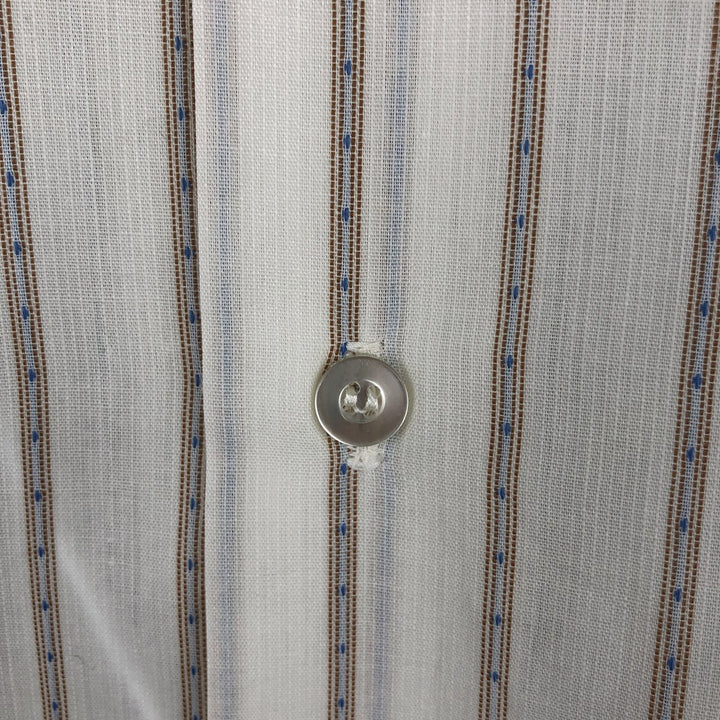1970'S Forum Short-Sleeve Striped Shirt, Men's Size M (Equivalent), Vintage polyester white type Vintage Second Hand