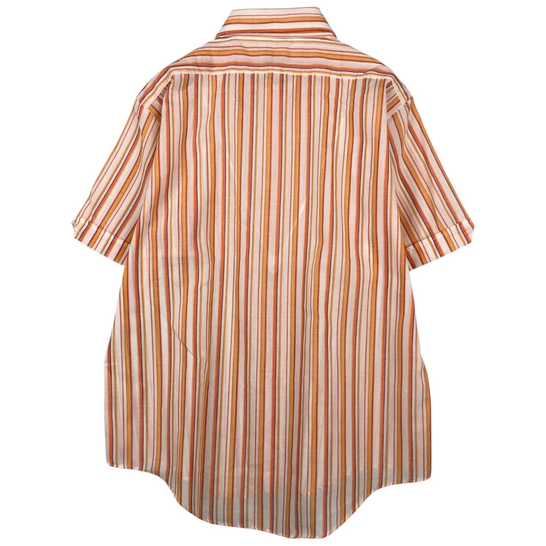 Kennington John Wells Multi-stripe Short-Sleeve Poly-Cotton Shirt, Men's Size L (Equivalent), Vintage polyester orange type Vintage Second Hand