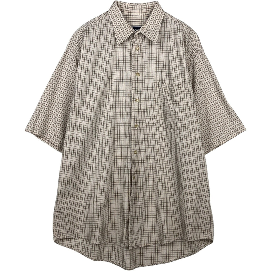 Burberry's short-sleeved cotton check shirt, made in the USA, men's size L equivalent. cotton Beige type Vintage Second Hand