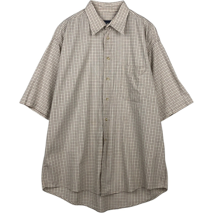 Burberry's short-sleeved cotton check shirt, made in the USA, men's size L equivalent. cotton Beige type Vintage Second Hand