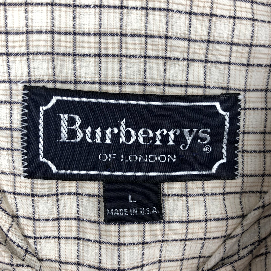 Burberry's short-sleeved cotton check shirt, made in the USA, men's size L equivalent. cotton Beige type Vintage Second Hand