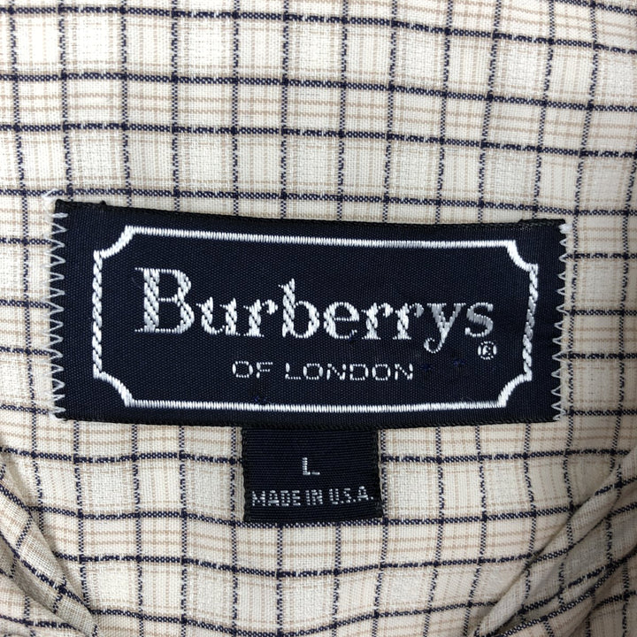 Burberry's short-sleeved cotton check shirt, made in the USA, men's size L equivalent. cotton Beige type Vintage Second Hand