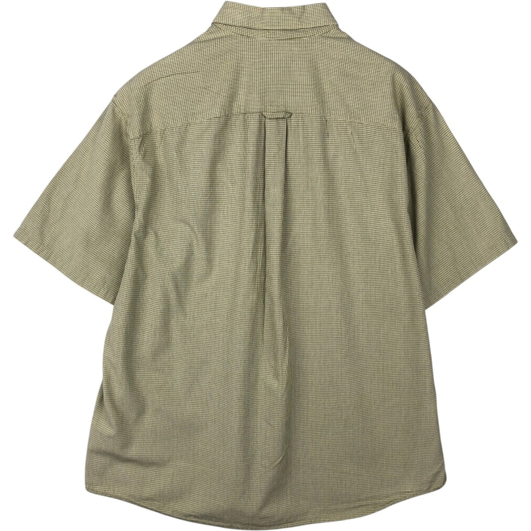 00'S Columbia Short Sleeve Button Down Check Shirt Men's XL cotton green type yellow green Vintage Second Hand