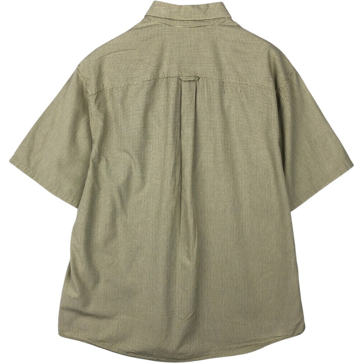 00'S Columbia Short Sleeve Button Down Check Shirt Men's XL cotton green type yellow green Vintage Second Hand