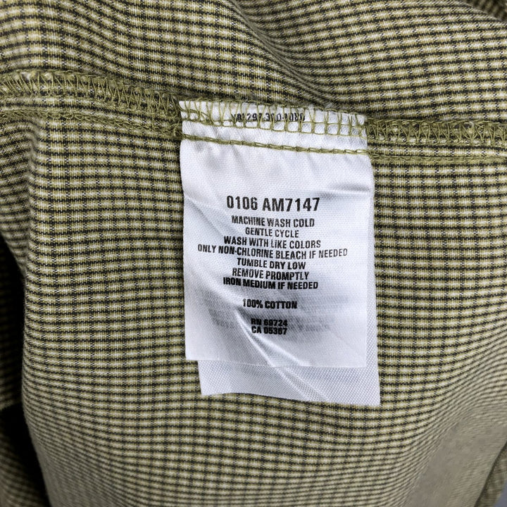00'S Columbia Short Sleeve Button Down Check Shirt Men's XL cotton green type yellow green Vintage Second Hand