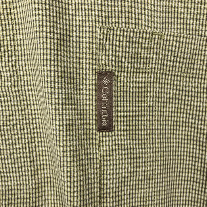 00'S Columbia Short Sleeve Button Down Check Shirt Men's XL cotton green type yellow green Vintage Second Hand
