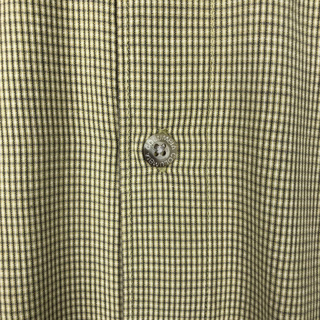 00'S Columbia Short Sleeve Button Down Check Shirt Men's XL cotton green type yellow green Vintage Second Hand