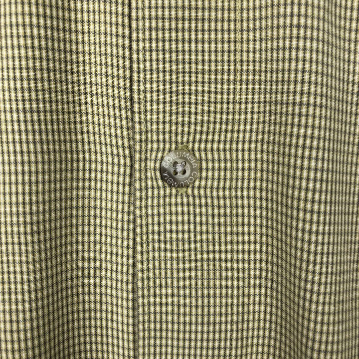 00'S Columbia Short Sleeve Button Down Check Shirt Men's XL cotton green type yellow green Vintage Second Hand
