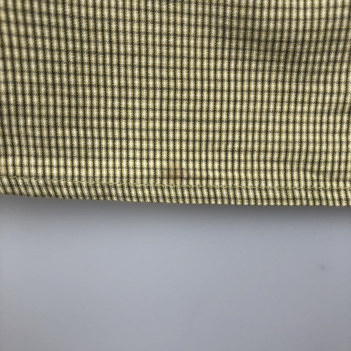 00'S Columbia Short Sleeve Button Down Check Shirt Men's XL cotton green type yellow green Vintage Second Hand
