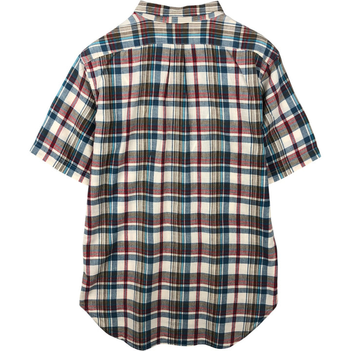 70s-80'S Five Brother Short-Sleeve Button-Down Check Shirt, Made in USA, Men's XL Equivalent, Vintage unclear Blue type light blue Vintage Second Hand