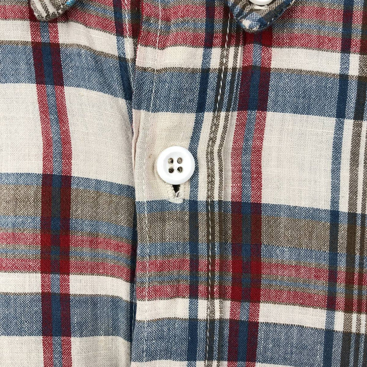 70s-80'S Five Brother Short-Sleeve Button-Down Check Shirt, Made in USA, Men's XL Equivalent, Vintage unclear Blue type light blue Vintage Second Hand