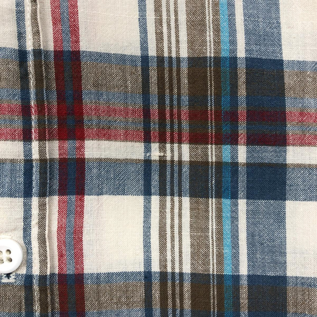 70s-80'S Five Brother Short-Sleeve Button-Down Check Shirt, Made in USA, Men's XL Equivalent, Vintage unclear Blue type light blue Vintage Second Hand