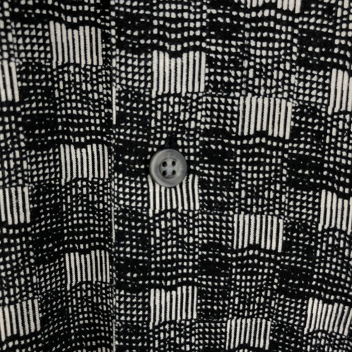CITY STREETS all-over print short-sleeved rayon shirt, boxy fit, men's size XL. Rayon black type Vintage Second Hand