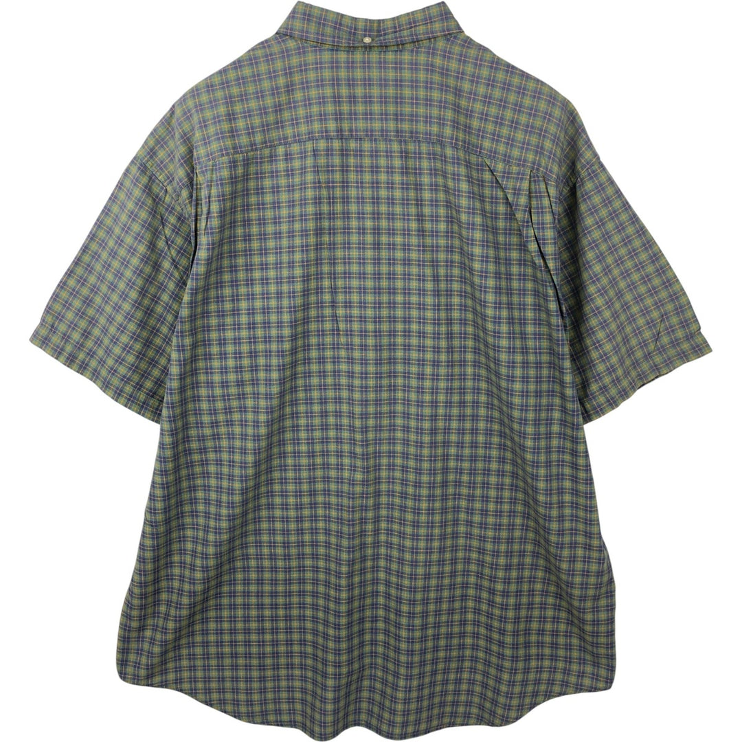 90'S GAP (Old GAP) Short-Sleeve Button-Down Check Shirt, Men's Size XL (Equivalent), Vintage cotton green type Vintage Second Hand
