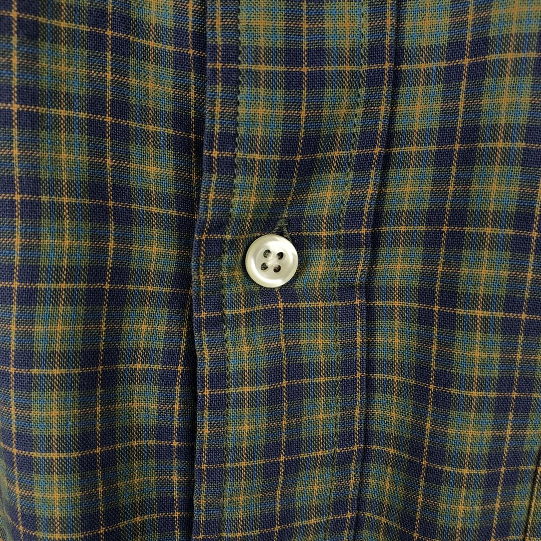 90'S GAP (Old GAP) Short-Sleeve Button-Down Check Shirt, Men's Size XL (Equivalent), Vintage cotton green type Vintage Second Hand