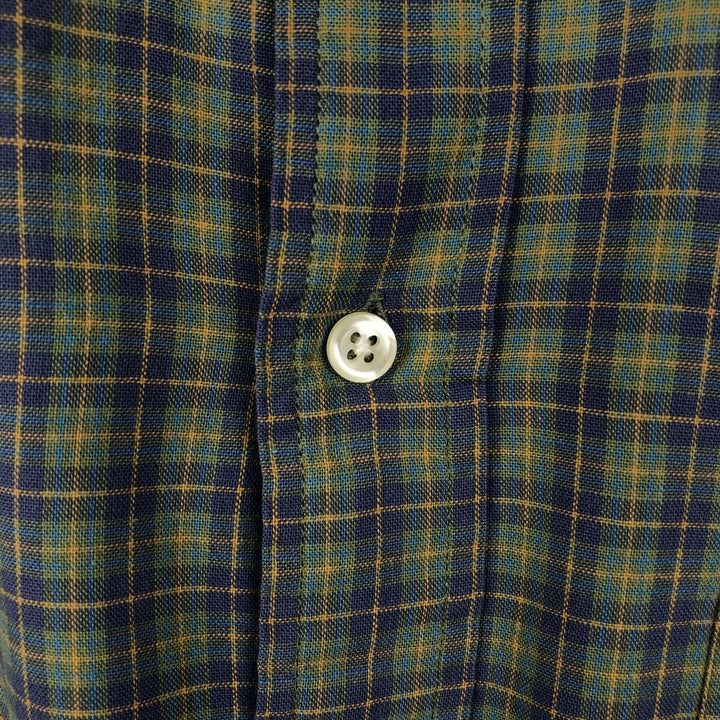 90'S GAP (Old GAP) Short-Sleeve Button-Down Check Shirt, Men's Size XL (Equivalent), Vintage cotton green type Vintage Second Hand