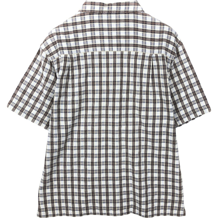 90s-00'S Columbia Short-Sleeve Cotton Check Shirt, Boxy Shirt, Men's Size M (Equivalent), Vintage cotton navy blue type Vintage Second Hand