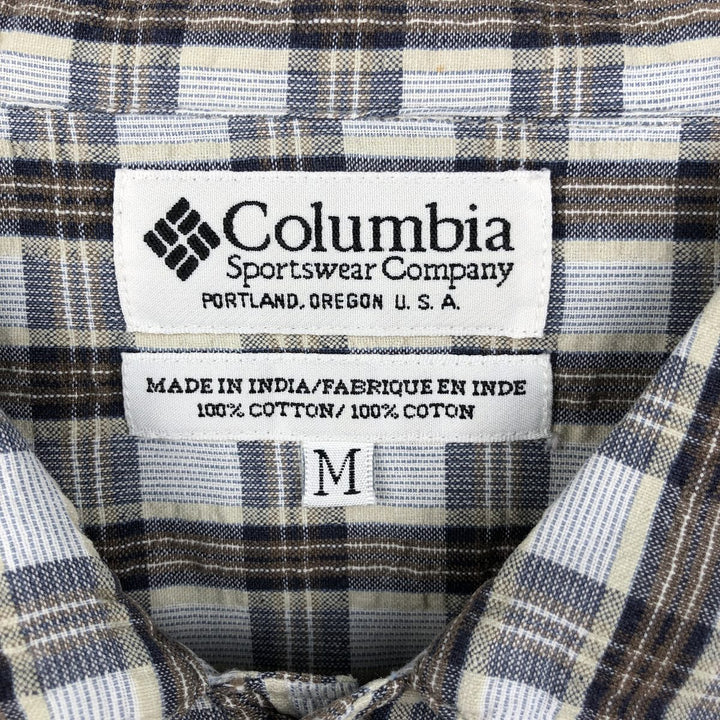 90s-00'S Columbia Short-Sleeve Cotton Check Shirt, Boxy Shirt, Men's Size M (Equivalent), Vintage cotton navy blue type Vintage Second Hand