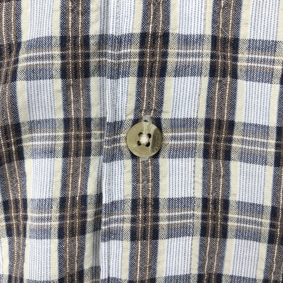 90s-00'S Columbia Short-Sleeve Cotton Check Shirt, Boxy Shirt, Men's Size M (Equivalent), Vintage cotton navy blue type Vintage Second Hand