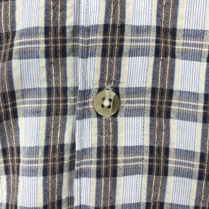 90s-00'S Columbia Short-Sleeve Cotton Check Shirt, Boxy Shirt, Men's Size M (Equivalent), Vintage cotton navy blue type Vintage Second Hand