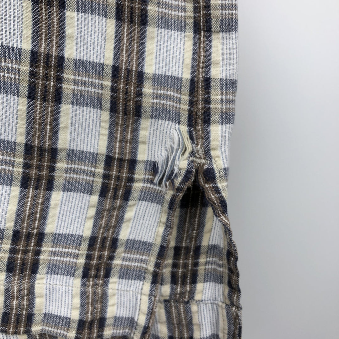 90s-00'S Columbia Short-Sleeve Cotton Check Shirt, Boxy Shirt, Men's Size M (Equivalent), Vintage cotton navy blue type Vintage Second Hand