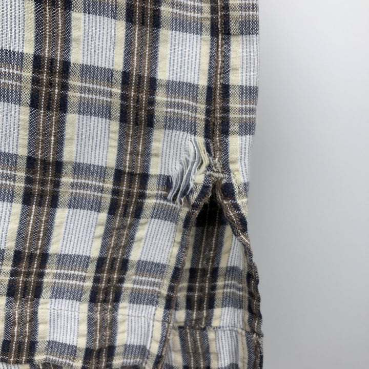 90s-00'S Columbia Short-Sleeve Cotton Check Shirt, Boxy Shirt, Men's Size M (Equivalent), Vintage cotton navy blue type Vintage Second Hand