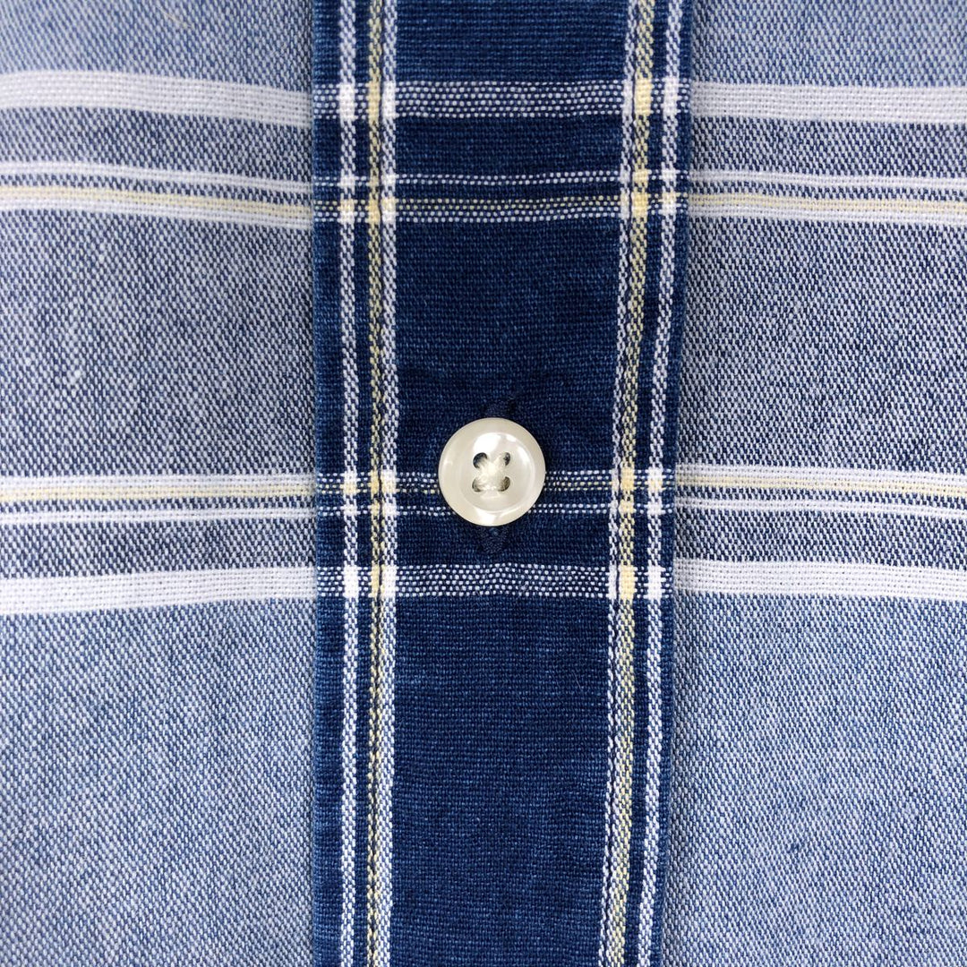 90s-00'S Eddie Bauer Short-Sleeve Button-Down Check Shirt, Men's Size L (Equivalent), Vintage cotton blue type Vintage Second Hand