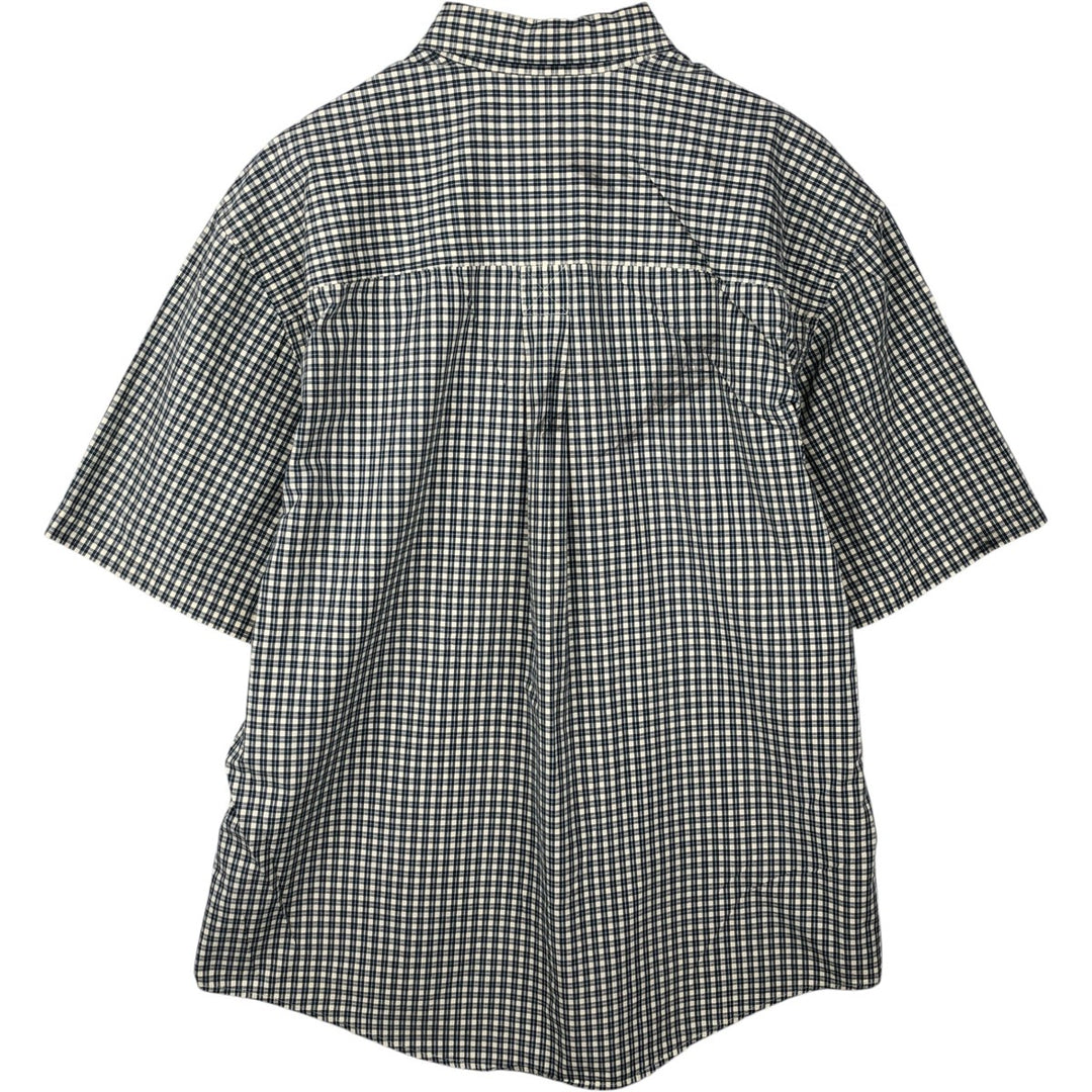 1990'S Eddie Bauer Short-Sleeve Button-Down Check Shirt, Men's Size XL (Equivalent), Vintage cotton Green type dark green Vintage Second Hand