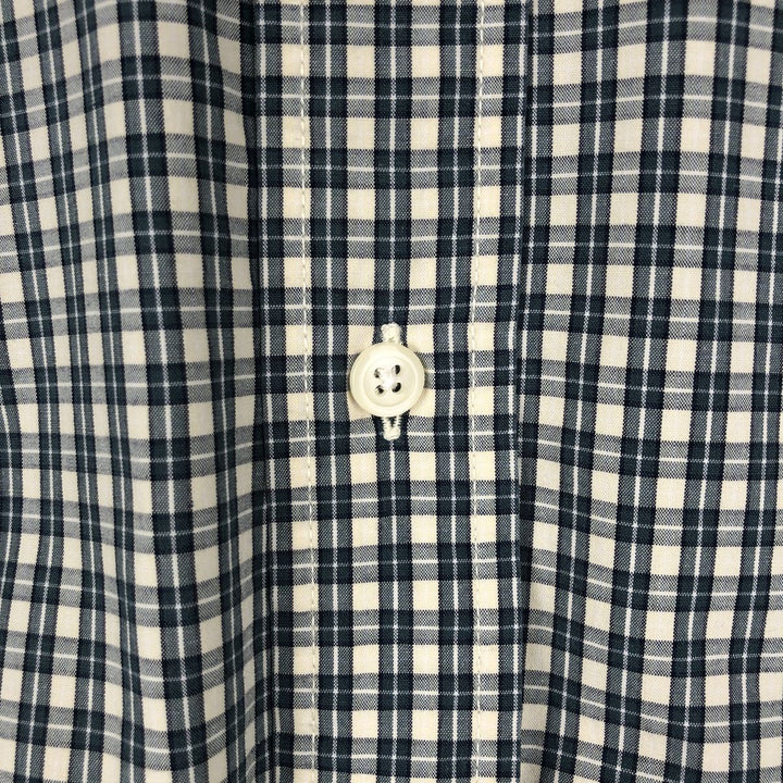 1990'S Eddie Bauer Short-Sleeve Button-Down Check Shirt, Men's Size XL (Equivalent), Vintage cotton Green type dark green Vintage Second Hand