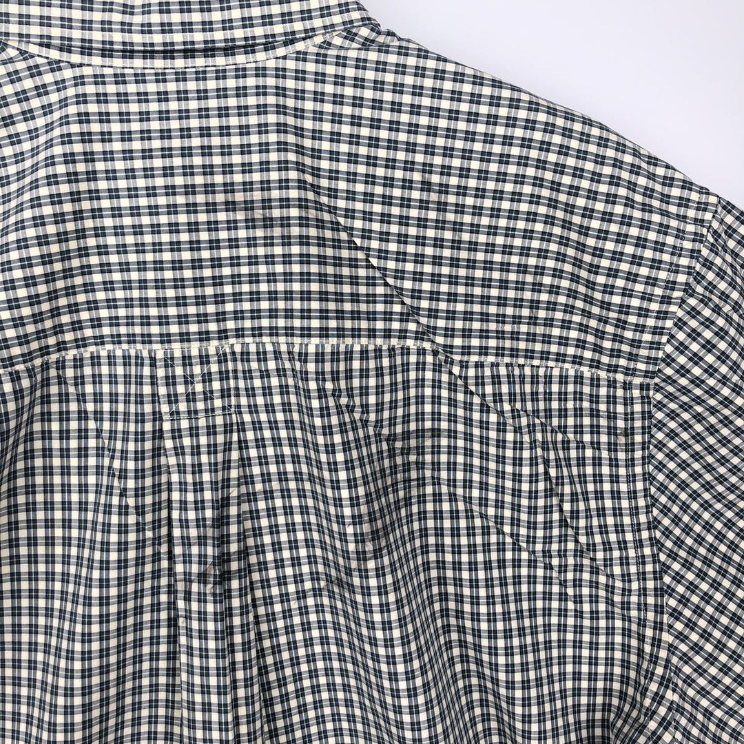 1990'S Eddie Bauer Short-Sleeve Button-Down Check Shirt, Men's Size XL (Equivalent), Vintage cotton Green type dark green Vintage Second Hand