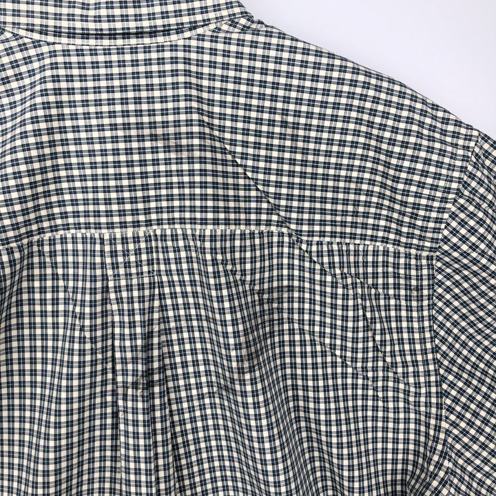 1990'S Eddie Bauer Short-Sleeve Button-Down Check Shirt, Men's Size XL (Equivalent), Vintage cotton Green type dark green Vintage Second Hand