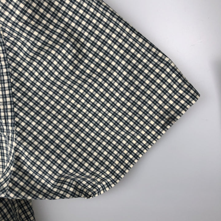 1990'S Eddie Bauer Short-Sleeve Button-Down Check Shirt, Men's Size XL (Equivalent), Vintage cotton Green type dark green Vintage Second Hand