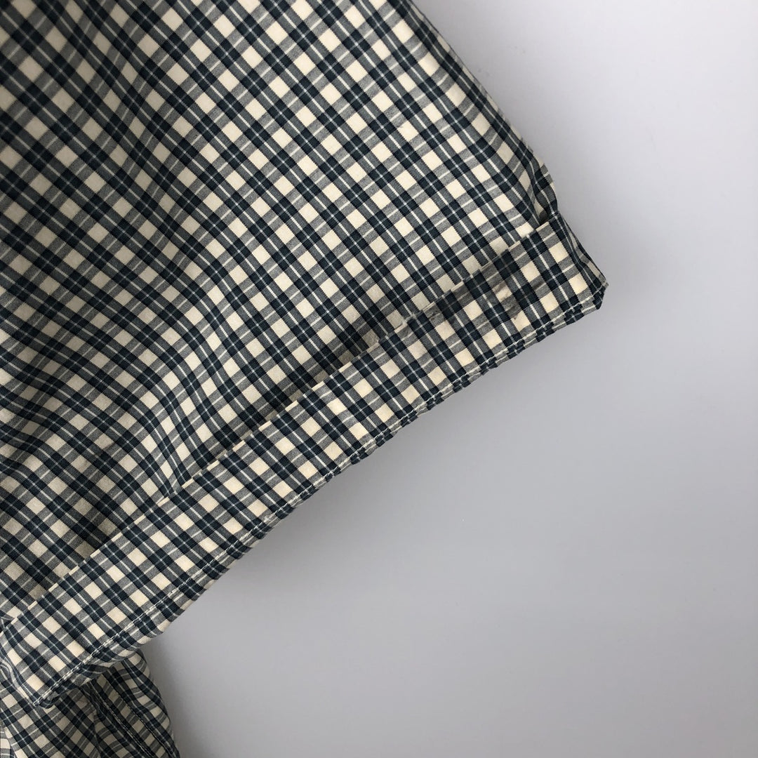 1990'S Eddie Bauer Short-Sleeve Button-Down Check Shirt, Men's Size XL (Equivalent), Vintage cotton Green type dark green Vintage Second Hand