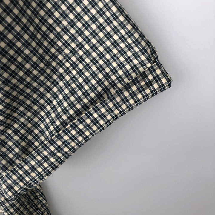 1990'S Eddie Bauer Short-Sleeve Button-Down Check Shirt, Men's Size XL (Equivalent), Vintage cotton Green type dark green Vintage Second Hand
